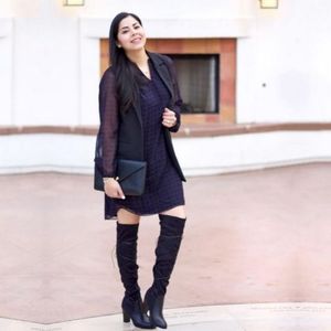 EUC CAbi #3102 Harlequin Shirt Dress; Purple/Black